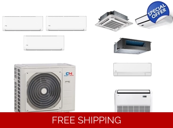 C&H 3 Zone 24.6 SEER2 Mini Split Heat Pump (-13°F), E-Star: 12.7 EER/9.5 HSPF (R410a)